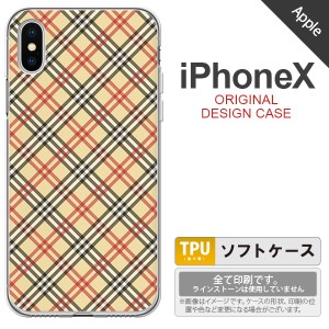 iPhoneX スマホケース カバー アイフォンX チェックA ベージュ×赤 nk-ipx-tp445