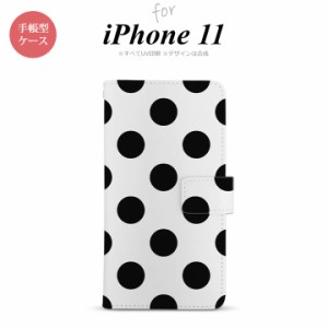 iPhone11 iPhone11 手帳型スマホケース カバー ドット 水玉 黒  nk-004s-i11-dr001