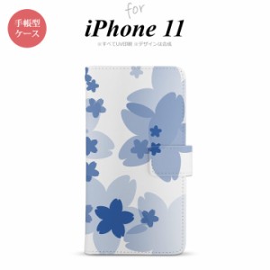 iPhone11 iPhone11 手帳型スマホケース カバー 花柄 サクラ 青  nk-004s-i11-dr054