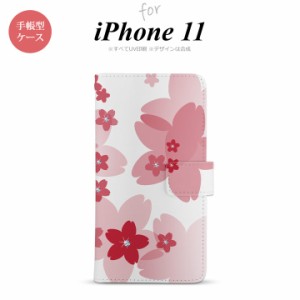 iPhone11 iPhone11 手帳型スマホケース カバー 花柄 サクラ 赤  nk-004s-i11-dr056