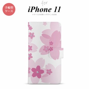 iPhone11 iPhone11 手帳型スマホケース カバー 花柄 サクラ クリア ピンク  nk-004s-i11-dr057