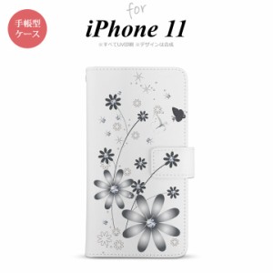 iPhone11 iPhone11 手帳型スマホケース カバー 花柄 ガーベラ 透明 グレー  nk-004s-i11-dr071