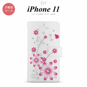 iPhone11 iPhone11 手帳型スマホケース カバー 花柄 ガーベラ 透明 ピンク  nk-004s-i11-dr073