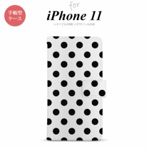 iPhone11 iPhone11 手帳型スマホケース カバー ドット 水玉 白 黒  nk-004s-i11-dr101