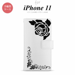 iPhone11 iPhone11 手帳型スマホケース カバー バラ クリア 黒  nk-004s-i11-dr1065