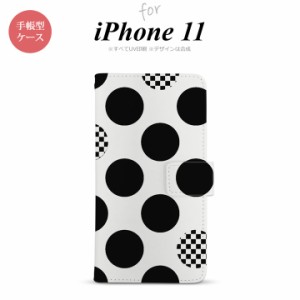 iPhone11 iPhone11 手帳型スマホケース カバー 水玉 白 黒  nk-004s-i11-dr1112