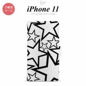 iPhone11 iPhone11 手帳型スマホケース カバー 星 クリア 黒  nk-004s-i11-dr1115