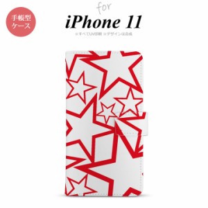 iPhone11 iPhone11 手帳型スマホケース カバー 星 クリア 赤  nk-004s-i11-dr1116