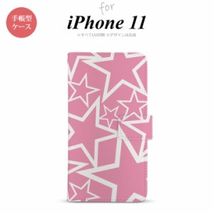 iPhone11 iPhone11 手帳型スマホケース カバー 星 ピンク 白  nk-004s-i11-dr1118