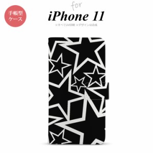 iPhone11 iPhone11 手帳型スマホケース カバー 星 黒 白  nk-004s-i11-dr1121