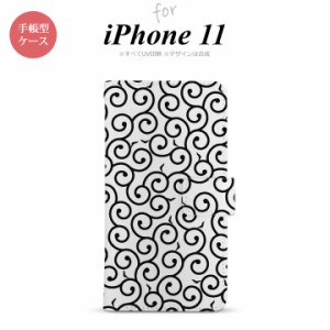 iPhone11 iPhone11 手帳型スマホケース カバー 唐草 クリア 黒  nk-004s-i11-dr1126