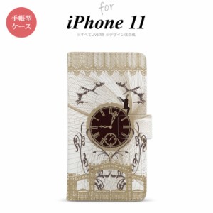 iPhone11 iPhone11 手帳型スマホケース カバー 時計 妖精 黒 茶  nk-004s-i11-dr1253