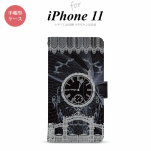 iPhone11 iPhone11 手帳型スマホケース カバー 時計 妖精 黒 白  nk-004s-i11-dr1258