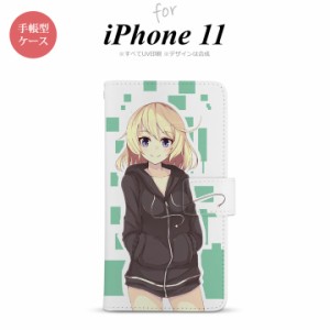 iPhone11 iPhone11 手帳型スマホケース カバー 女の子 キャラ 緑  nk-004s-i11-dr1326