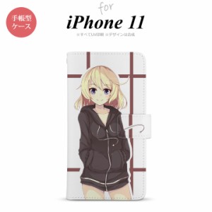 iPhone11 iPhone11 手帳型スマホケース カバー 女の子 キャラ 茶色  nk-004s-i11-dr1331