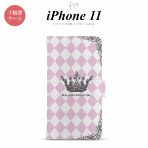 iPhone11 iPhone11 手帳型スマホケース カバー 王冠 ピンク  nk-004s-i11-dr1451