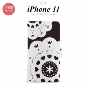 iPhone11 iPhone11 手帳型スマホケース カバー レース クリア 黒  nk-004s-i11-dr1482