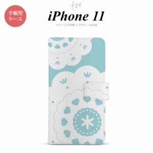 iPhone11 iPhone11 手帳型スマホケース カバー レース クリア 緑  nk-004s-i11-dr1483