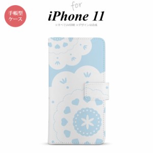 iPhone11 iPhone11 手帳型スマホケース カバー レース クリア 青  nk-004s-i11-dr1485
