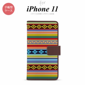 iPhone11 iPhone11 手帳型スマホケース カバー エスニック ボーダー カラフル  nk-004s-i11-dr1565