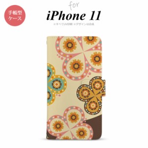 iPhone11 iPhone11 手帳型スマホケース カバー エスニック 花柄 ベージュ 茶  nk-004s-i11-dr1583