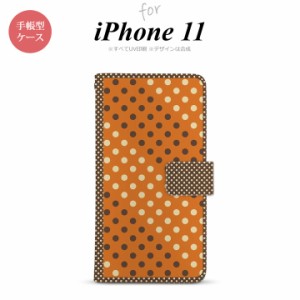 iPhone11 iPhone11 手帳型スマホケース カバー ドット 水玉 オレンジ 茶  nk-004s-i11-dr1643