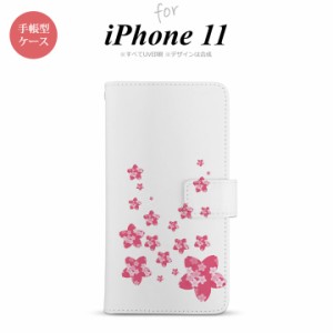 iPhone11 iPhone11 手帳型スマホケース カバー 花柄 サクラ クリア ピンク  nk-004s-i11-dr186