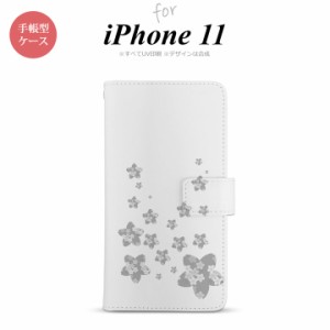 iPhone11 iPhone11 手帳型スマホケース カバー 花柄 サクラ クリア グレー  nk-004s-i11-dr187