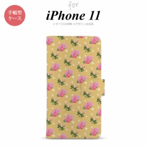 iPhone11 iPhone11 手帳型スマホケース カバー 花柄 バラ ドット オレンジ  nk-004s-i11-dr243