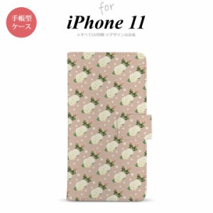 iPhone11 iPhone11 手帳型スマホケース カバー 花柄 バラ ドット ベージュ  nk-004s-i11-dr246