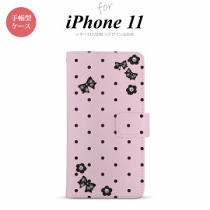 iPhone11 iPhone11 手帳型スマホケース カバー 花柄 ドット リボン ピンク  nk-004s-i11-dr351