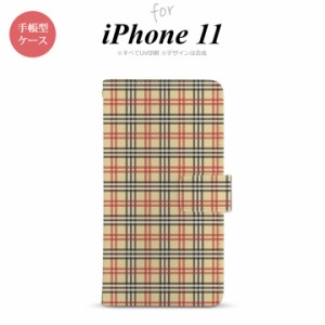 iPhone11 iPhone11 手帳型スマホケース カバー チェック ベージュ 赤  nk-004s-i11-dr446