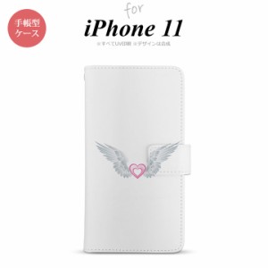 iPhone11 iPhone11 手帳型スマホケース カバー 白翼 ハート ピンク  nk-004s-i11-dr471