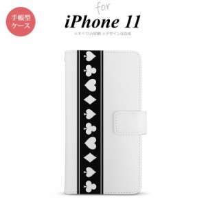 iPhone11 iPhone11 手帳型スマホケース カバー トランプ 帯 黒 クリア  nk-004s-i11-dr528