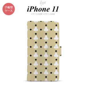 iPhone11 iPhone11 手帳型スマホケース カバー トランプ クラブ ベージュ 白  nk-004s-i11-dr535