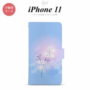 iPhone11 iPhone11 手帳型スマホケース カバー コスモス 水色 ピンク  nk-004s-i11-dr606