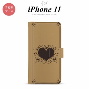 iPhone11 iPhone11 手帳型スマホケース カバー ハート 飾り ベージュ  nk-004s-i11-dr613