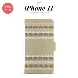 iPhone11 iPhone11 手帳型スマホケース カバー エスニック ゾウ ベージュ  nk-004s-i11-dr692