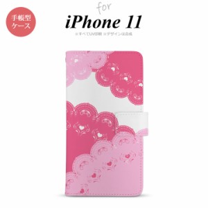 iPhone11 iPhone11 手帳型スマホケース カバー レース ピンク  nk-004s-i11-dr727