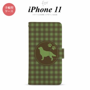 iPhone11 iPhone11 手帳型スマホケース カバー 犬 ゴールデン レトリバー 緑  nk-004s-i11-dr812