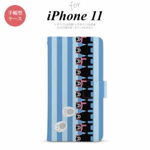 iPhone11 iPhone11 手帳型スマホケース カバー くまモン ストライプ 青  nk-004s-i11-drkm13