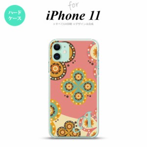 iPhone11 iPhone11 スマホケース ハードケース エスニック 花柄 ピンク ベージュ +アルファベット メンズ レディース nk-i11-1582i