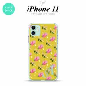 iPhone11 iPhone11 スマホケース ハードケース 花柄 バラ ドット 黄 +アルファベット メンズ レディース nk-i11-242i