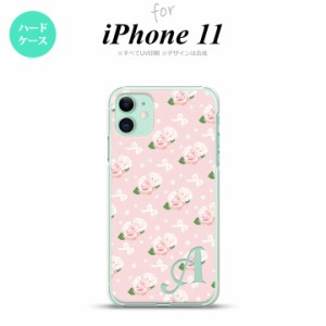 iPhone11 iPhone11 スマホケース ハードケース 花柄 バラ リボン ピンク +アルファベット メンズ レディース nk-i11-256i