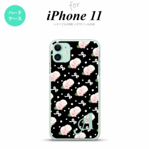 iPhone11 iPhone11 スマホケース ハードケース 花柄 バラ リボン 黒 +アルファベット メンズ レディース nk-i11-257i