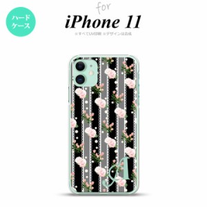 iPhone11 iPhone11 スマホケース ハードケース 花柄 バラ レース 黒 +アルファベット メンズ レディース nk-i11-259i