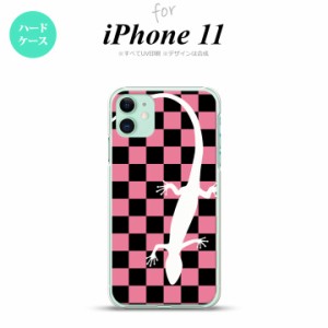 iPhone11 iPhone11 スマホケース ハードケース トカゲ 市松 ピンク メンズ レディース nk-i11-863