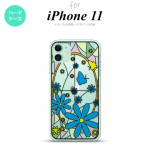 iPhone11 iPhone11 背面ケース カバー ステンドグラス風 おしゃれ ガーベラ ブルー ステンドグラス風 かわいい おしゃれ 背面ケース nk-i