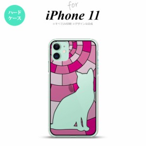 iPhone11 iPhone11 背面ケース カバー ステンドグラス風 おしゃれ 猫 ピンク ステンドグラス風 かわいい おしゃれ 背面ケース nk-i11-sg3