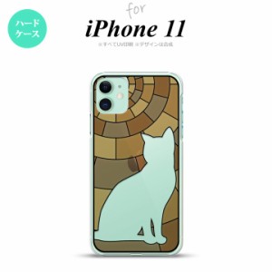 iPhone11 iPhone11 背面ケース カバー ステンドグラス風 おしゃれ 猫 ブラウン ステンドグラス風 かわいい おしゃれ 背面ケース nk-i11-s